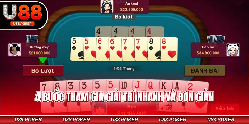Tiến Lên Miền Nam Online U88 - Khám Phá Luật Và Mẹo Hay 4 bước tham gia giải trí nhanh và đơn giản